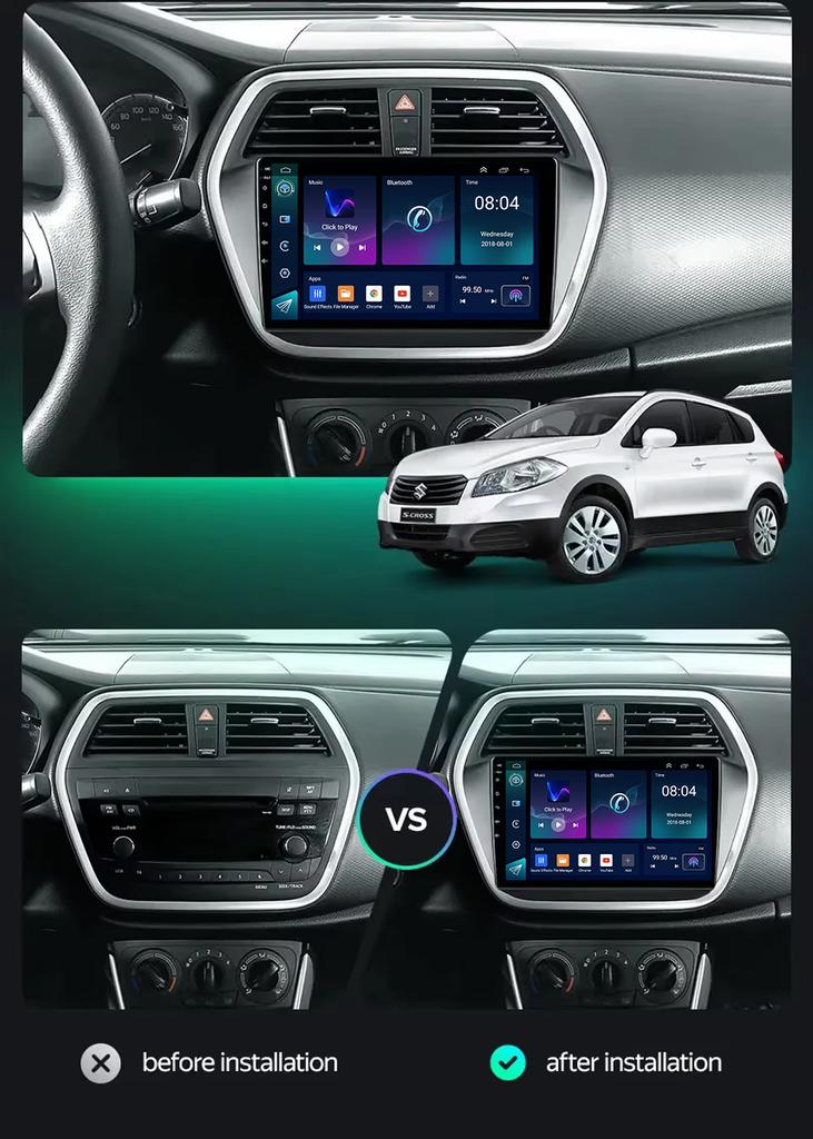 Android 16 Carplay For Suzuki SX4-CROSS 2014-2017 Car Radio Stereo Multimidia Player GPS Navi Bluetooth DSP Stereo QLED Screen