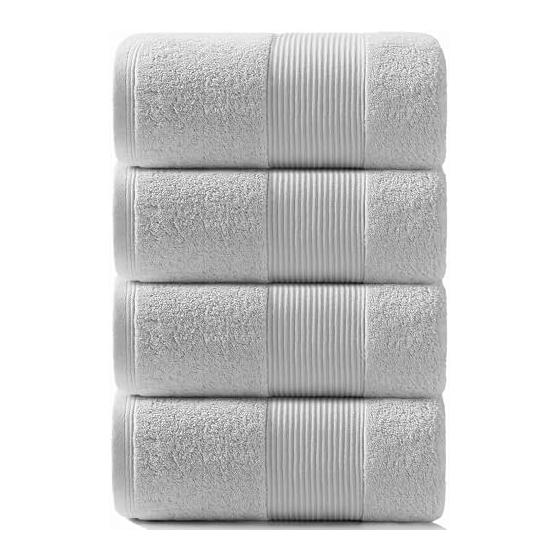 Artifi 4-Piece Bath Towel Set, 100% Cotton, Nordic Style, Thin, Quick-Dry, Highly Absorbent, Large Size (Approx. 60x120cm), Light Milk Gray. Perfect