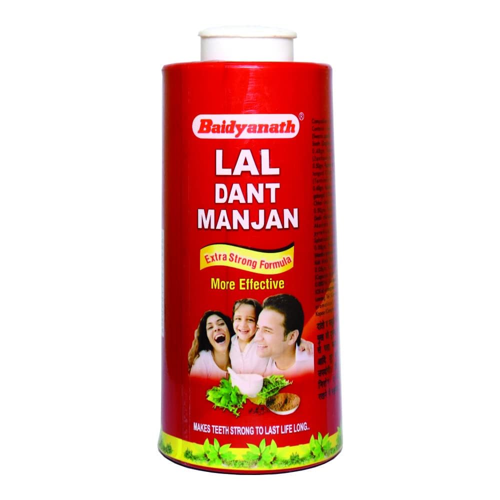 Baidyanath Аюрведический порошок для зубов Asli Ayurved Lal Dant Manjan, упаковка 200 г, для белых зубов, ухода за полостью рта и свежего дыхания