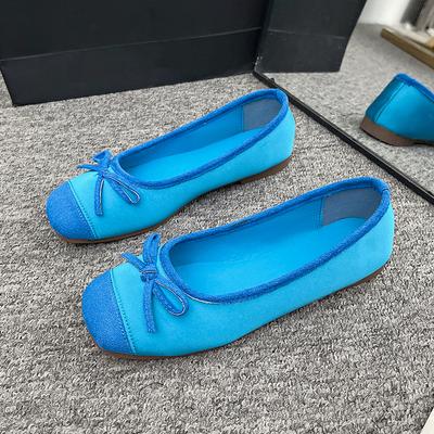 Модные туфли на мягкой подошве, женские модные туфли с круглым носком и неглубоким вырезом, украшенные бантом-бабочкой, облегающие ногу, противоскользящие, износостойкие туфли на плоской подошве