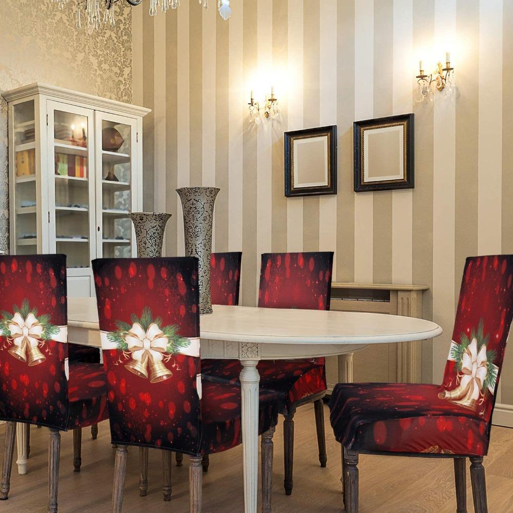Рождественские чехлы на стулья с принтом Санта-Клауса, эластичные обеденные стулья, чехлы на стулья, кухонные чехлы на сиденья, домашний декор