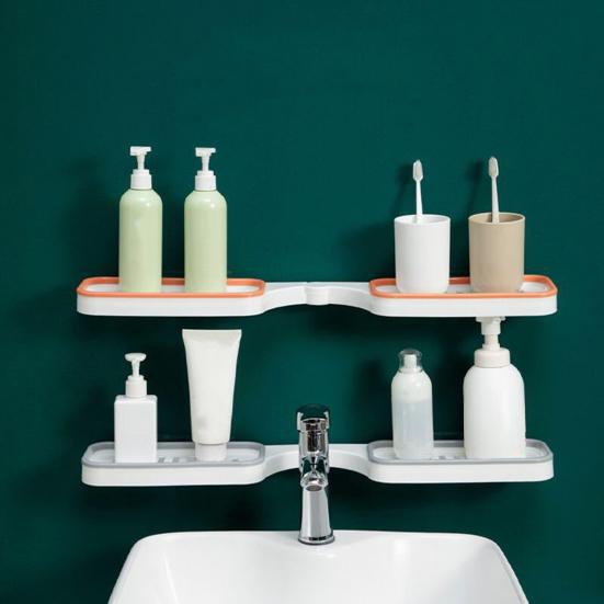 Настенная угловая полка без сверления, вращающаяся на 180 градусов, полая, с дренажем, для хранения шампуней в ванной/душевой кабине, стойка-держатель, органайзер, принадлежности для ванной комнаты KTY