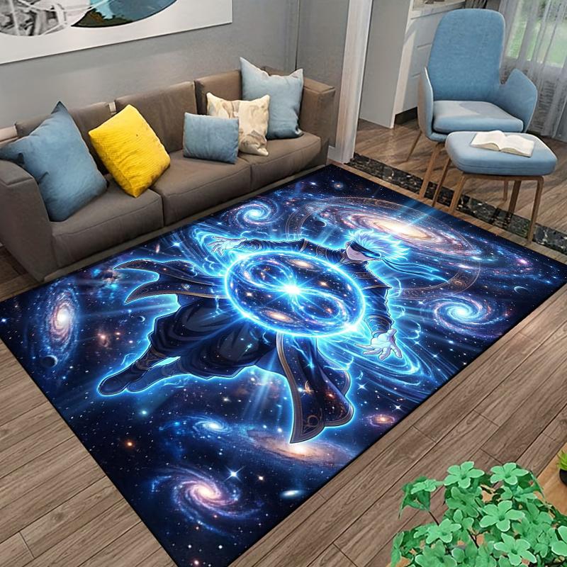 "Galaxy Theme Anime Style Carpet with Energy Sphere and Cosmic Design" Suitable for use as an anti-slip for living room bedroom sofas