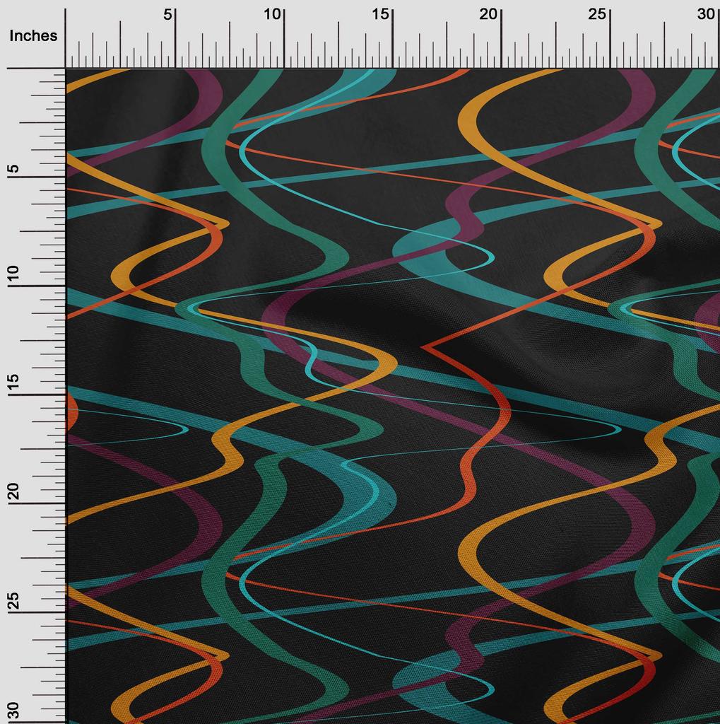 oneOone Cotton Flex Black Fabric Geometric Sewing Craft Projects Fabric Prints By Yard 40 Inch