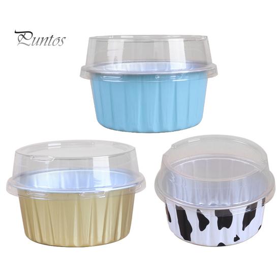 20Pcs Tinfoil Box with Lid Reusable Disposable Round Food Grade Non-Stick Oven Safe Cupcake Container Aluminum Foil Bowl Baking Mold Kitchen Supplies