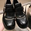 British Style Retro Women's Shoes Thick-heeled Shoes