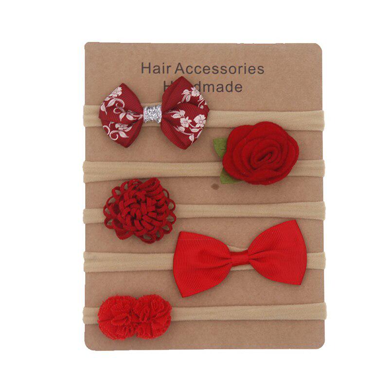 5 шт./компл., детская повязка на голову с цветочными бантами, нейлоновая мягкая повязка для волос для девочек, детский тюрбан, аксессуары для волос