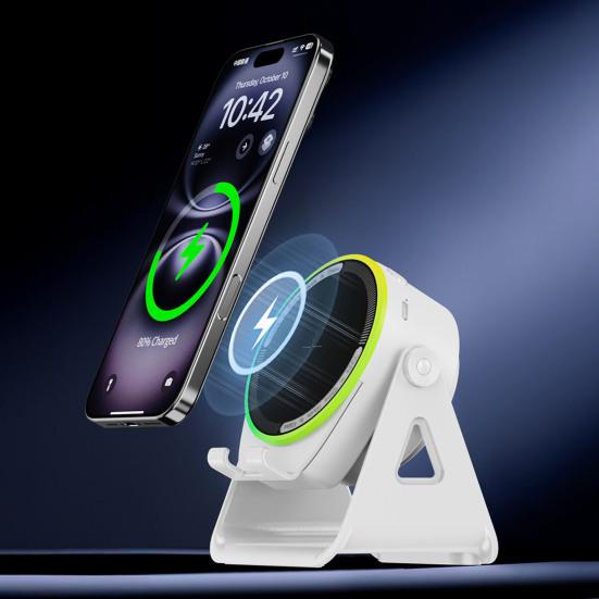 5-в-1 Датчик Bluetooth-совместимый Динамик с Держателем для Телефона Автовоспроизведение и 8 Цветов Подсветки Динамик Беспроводная Зарядка Регулируемая Подставка