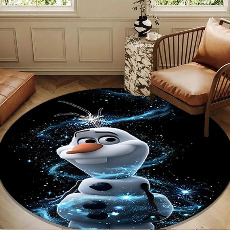 Snowman Olaf Sparkle Night Round Rug for Livingroom,Bedroom, Palyroom, Chair Rug, Area rug, Circle Carpet, Large Size Decor Fan Christmas gift