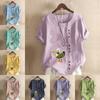 Women's Fashion Round Neck Short Sleeve T-shirt Casual Cotton Linen Graphic Shirt Leisure Loose Duck Prined Summer Blouse Tops