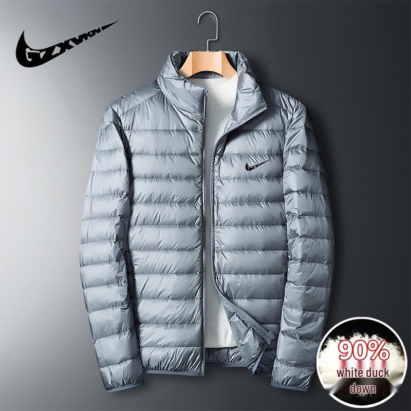 Мужская легкая пуховая куртка большого размера, повседневная и ветрозащитная для осени/зимы