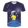 3D Print Astronaut Summer Cartoon 1-14 Years Kids Pleasantly Cool O-Neck Short Sleeve Boys Girls T Shirt Lovely Short Sleeves