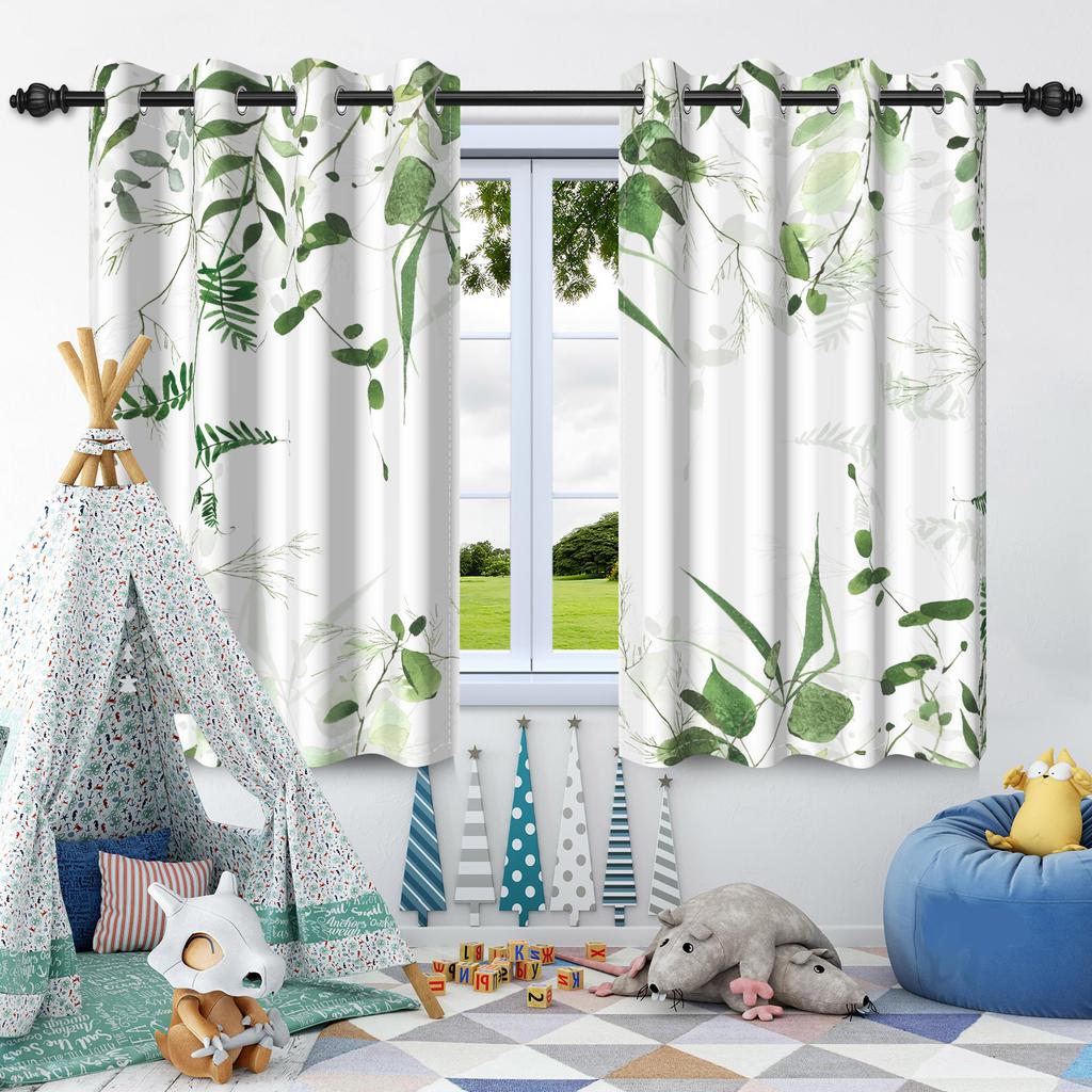 Зеленые Растения Листья Оконная Занавеска Спальня Гостиная Блэкаут Занавеска Современное Украшение Дома Теплоизоляция Шумоподавление