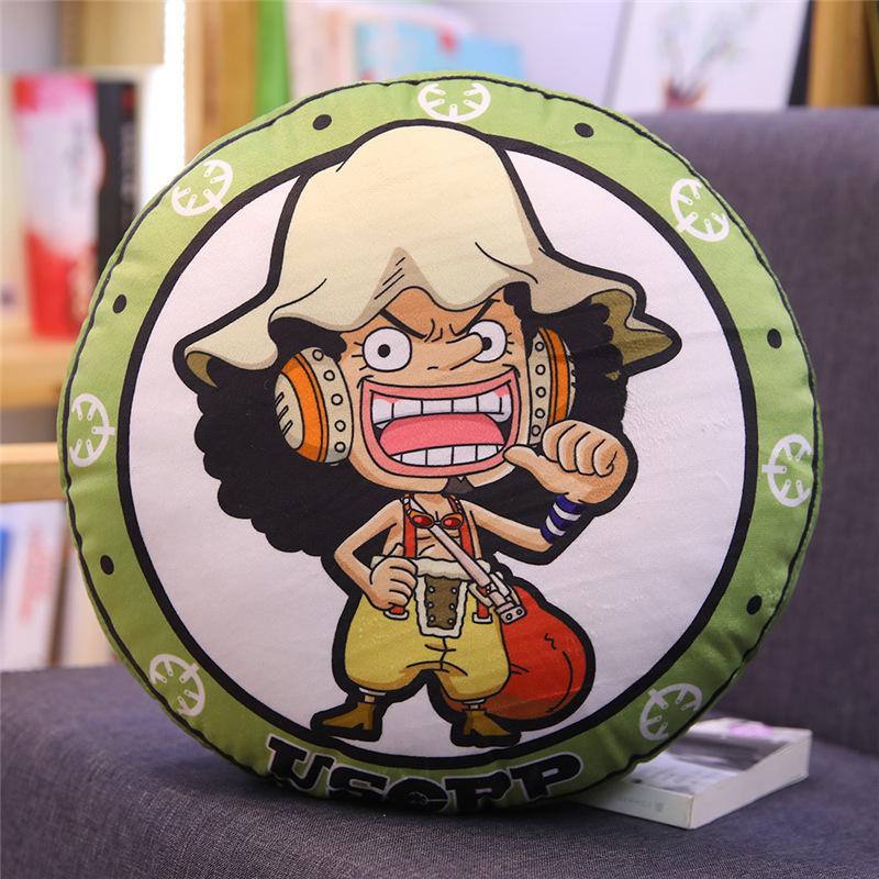 Новая круглая подушка One Piece Аниме Периферия Луффи Чоппер Двусторонняя печать Подушка для сна Подушка Декор для комнаты Дивана Подарок
