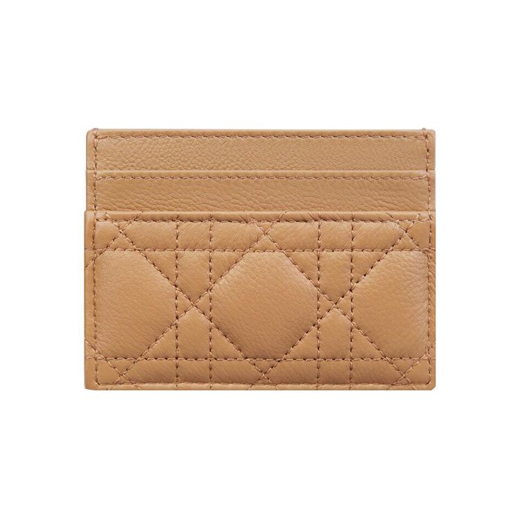 Dior Caro Metal Letter Logo Woven Pattern Leather Card Holder Women Card Holder Antique-Bronze S5130UWHC-M53U