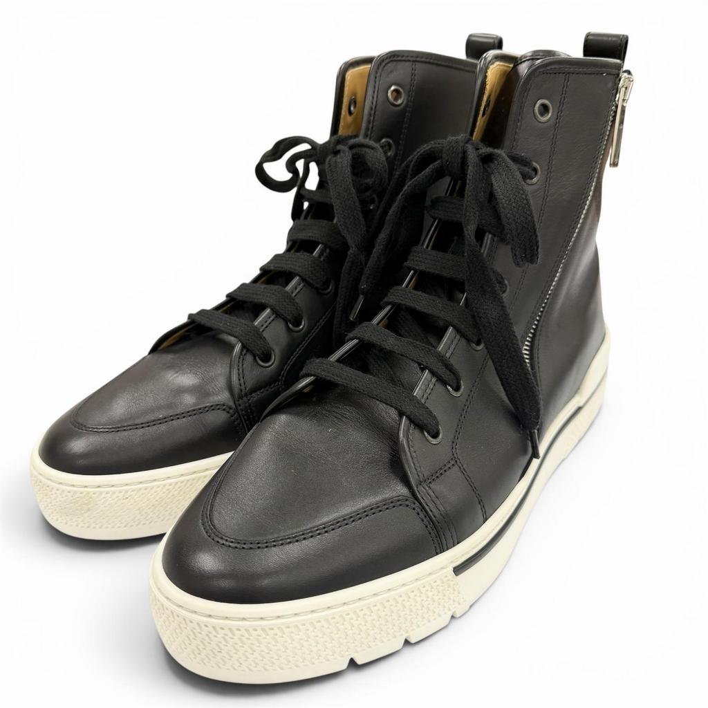 Excellent HERMES High cut sneakers black leather mens 41.5 182355ZH Used