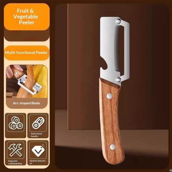 2Pcs Multifunctional Vegetable Ergonomic Peeler Peeler Stainless Wooden Handle Steel Blade Kitchen