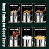 Small Deep Fryer for Home Use 1L/0.35GAL Stainless Steel Milk Steamer Frying Pot With Basket
