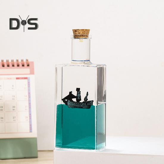 Unsinkable Fluid Cruise Ship Decoration Non Sinking Pirate Boat Drift Bottle Desktop Ornament Kids Adults Christmas Birthday Gift