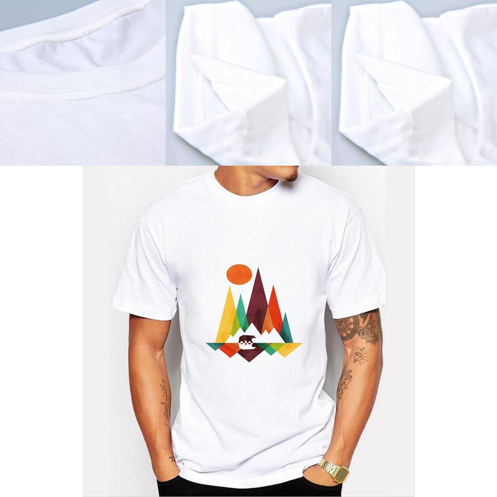 Simple Mountain Bear Design Men Animal Printed Casual Tee With Premium Quality Fabric For Everyday Wear
