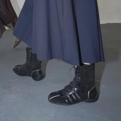 Женские балетные туфли ботинки Thi Bot 2025 Новые из натуральной кожи на шнуровке Ретро ботинки корейские весенние