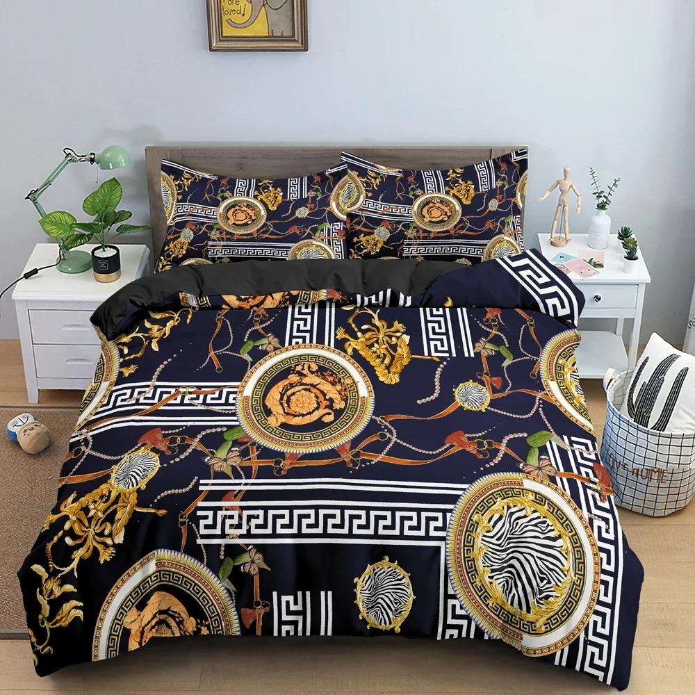 Комплект постельного белья с 3D-узором в виде цепочки, пододеяльник, покрывало для спальни, двуспальное, мягкое, с наволочкой