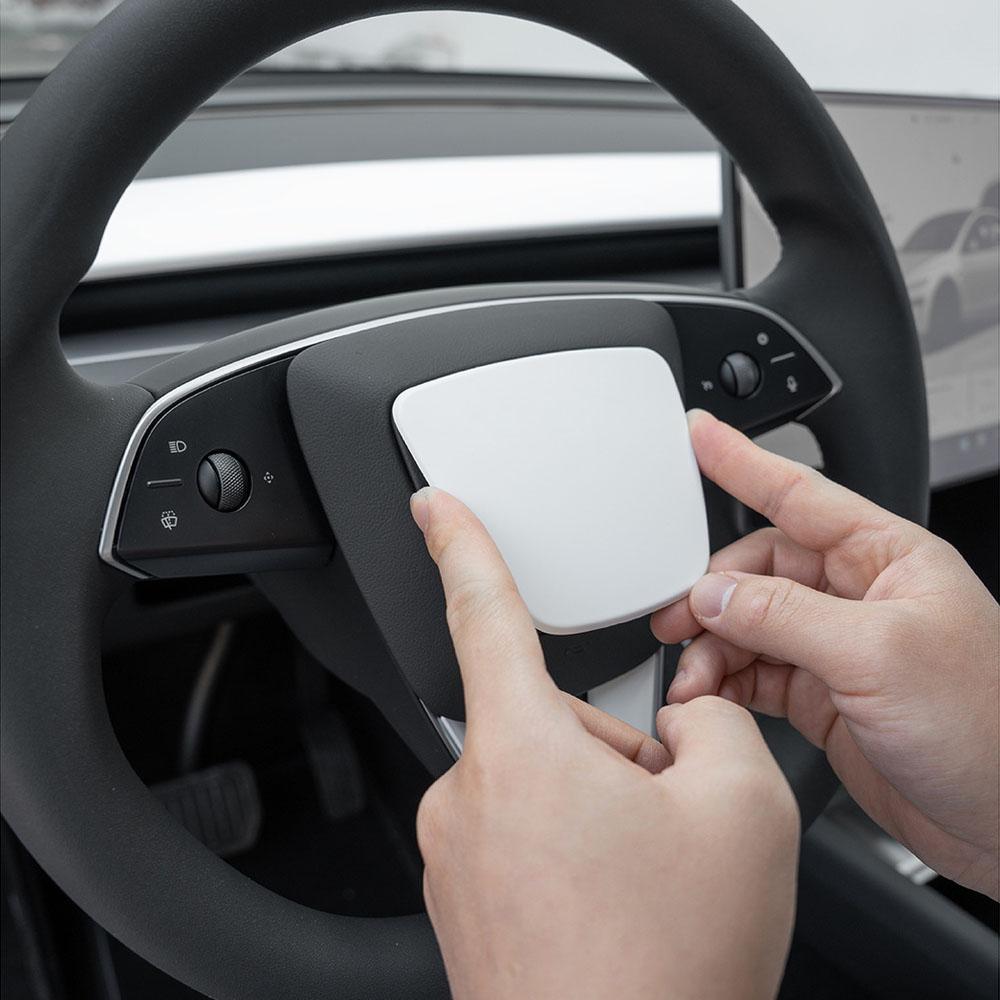 Steering Wheel Cover for Tesla Model Y Juniper 2026 Model 3 Highland Matte White Steering Wheel Trim Kit Protector Accessories