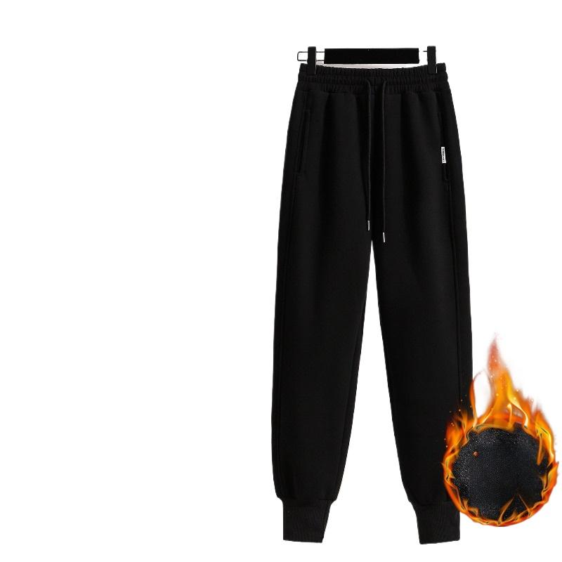 Утолщенные флисовые спортивные штаны женские осенне-зимние новые теплые свободные универсальные штаны