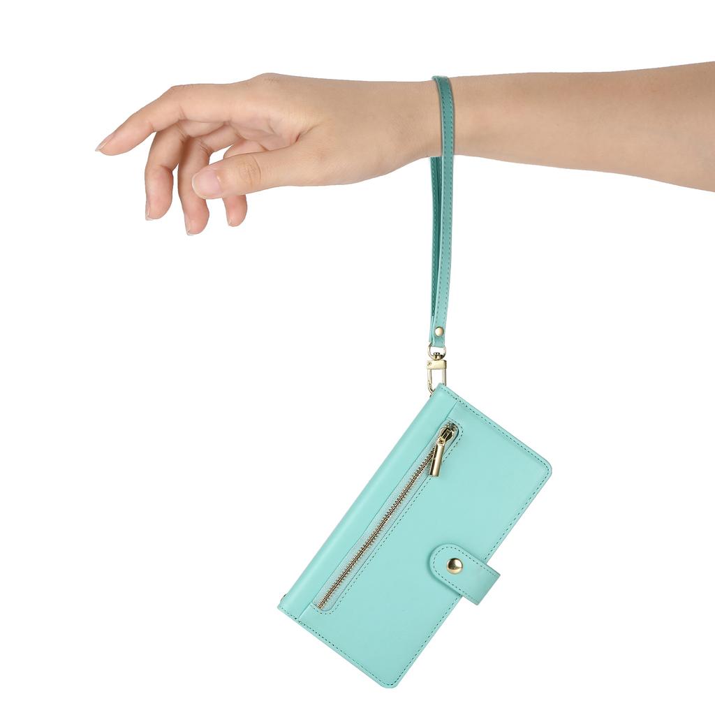 For Oppo Reno15 5G (Global) / Reno15c 5G (China) Leather Case Zipper Pocket Wallet Phone Cover with Straps