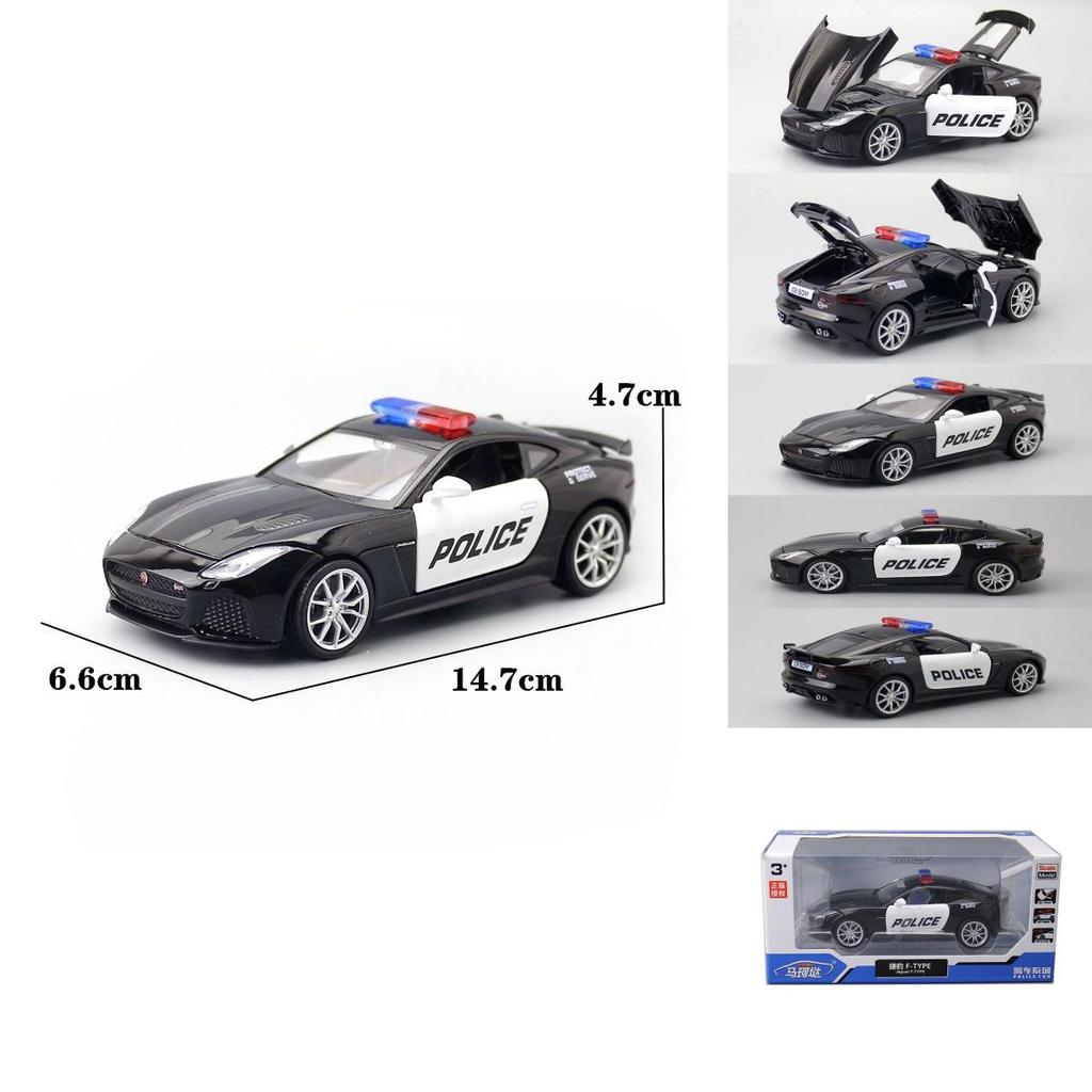 Jaguar Ftype Police Car Model 1:32 Alloy Diecast With Light Sound For Collectors