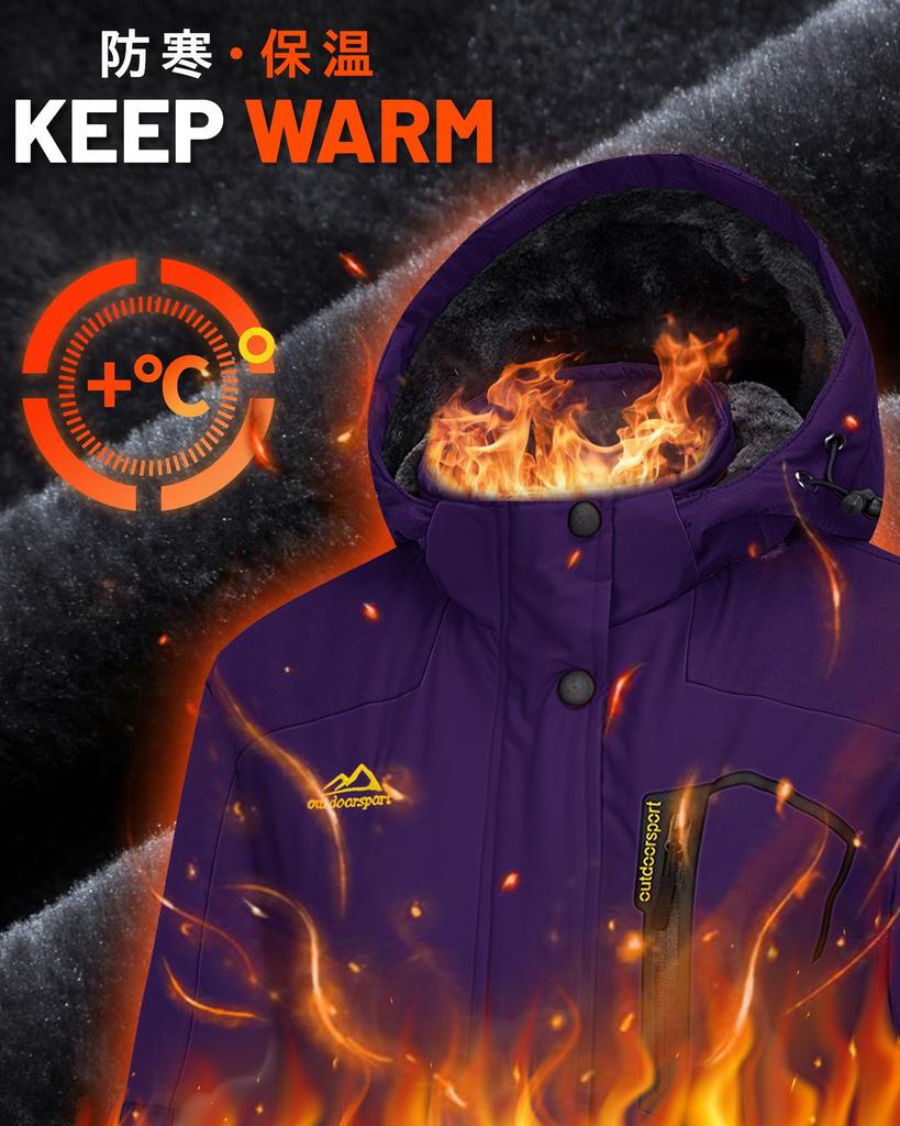 Winter Fleece Mountain Outdoor Windproof Soft Shell Snowboarding Purple JP 2XL [KEFITEVD] Women's Clothing, Lining, Parka, Military, Jacket, Jacket,