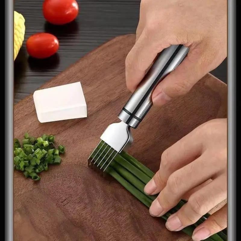Stainless Steel Shred Silk The Knife Vegetable Garlic Cutter Food Speedy Chopper Green Onion Cutter Portable Kitchen Tool