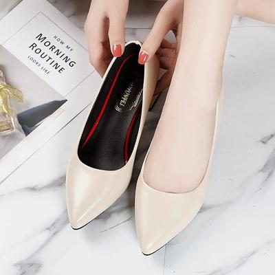 Женские туфли на высоком каблуке, весенняя новая мода, острый носок, толстый каблук, средний каблук, ретро, с открытой союзкой, однотонные, одинарные туфли