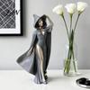 High-end Photography Prop Mysterious Black Cloak Witch Queen Resin Statue, Gothic Elegant Female Stylized Sculpture Figurine, Dark Art for Entryway
