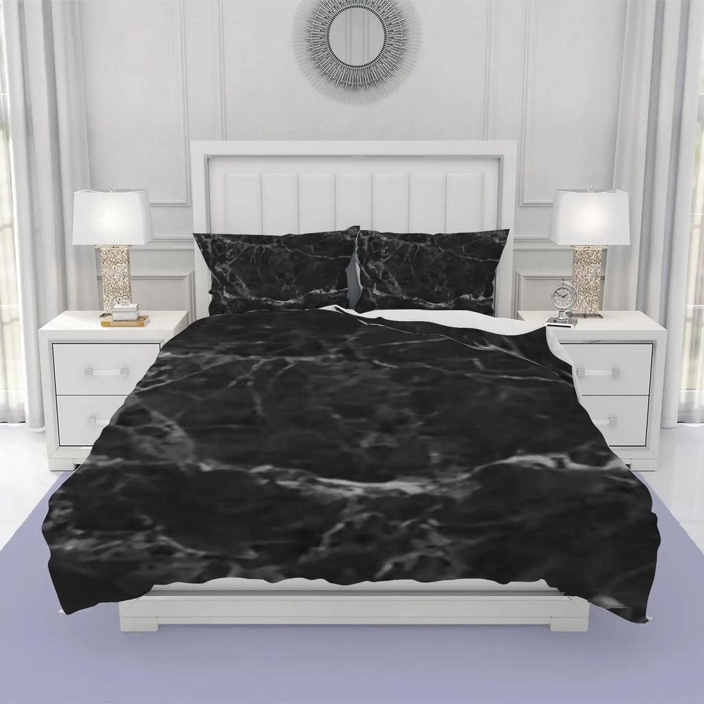 Marble Duvet Cover Set Marble Bedding Set Blue Gold Abstract Texture Kid Bedclothes Double Queen King Size Polyester Quilt Cover