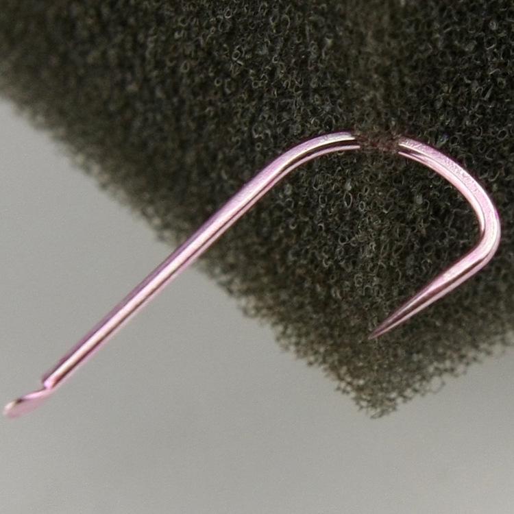 Ultra-Sharp Black Titanium Fish Hook - Pink A1 Fly Sleeve for Wild Competition Fishing, Barbless Design