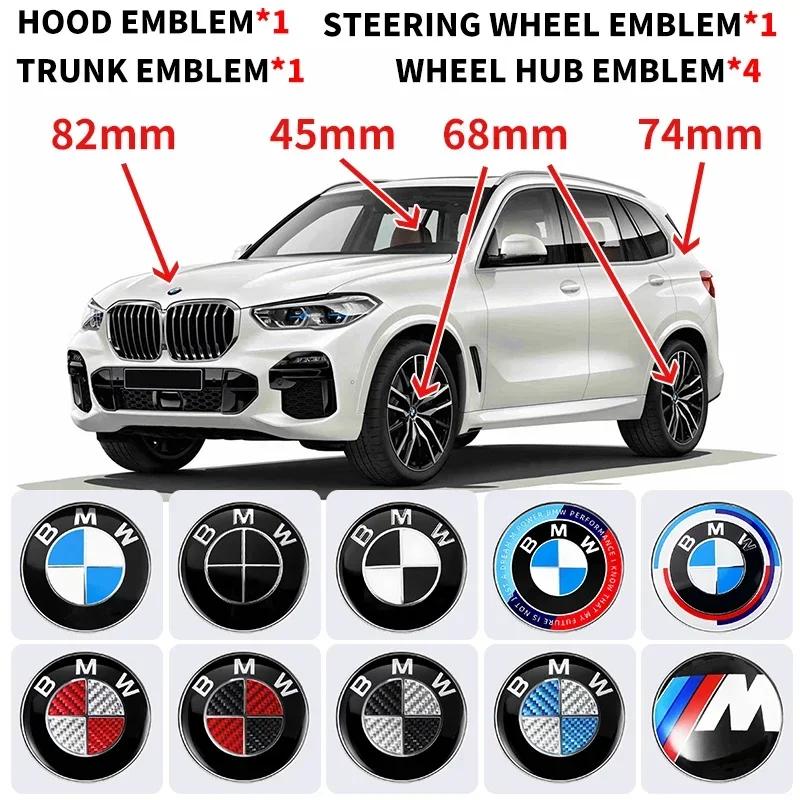 XUYNN1 7pcs 45mm 68mm 74mm 82mm Car Logo Front Hood Emblem rear boot badge for BMW E28 E32 E43 E52 E53 E63 E64 E93 E94 E87 F10 F20 F30