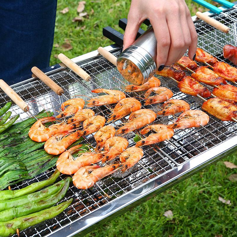 Большой портативный складной угольный гриль-барбекю из нержавеющей стали для использования на открытом воздухе и дома