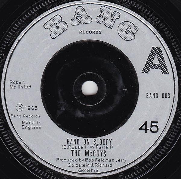 7-дюймовая пластинка MCCOYS Hang On Sloopy BANG003 BANG 1976 UK Rock Б/у