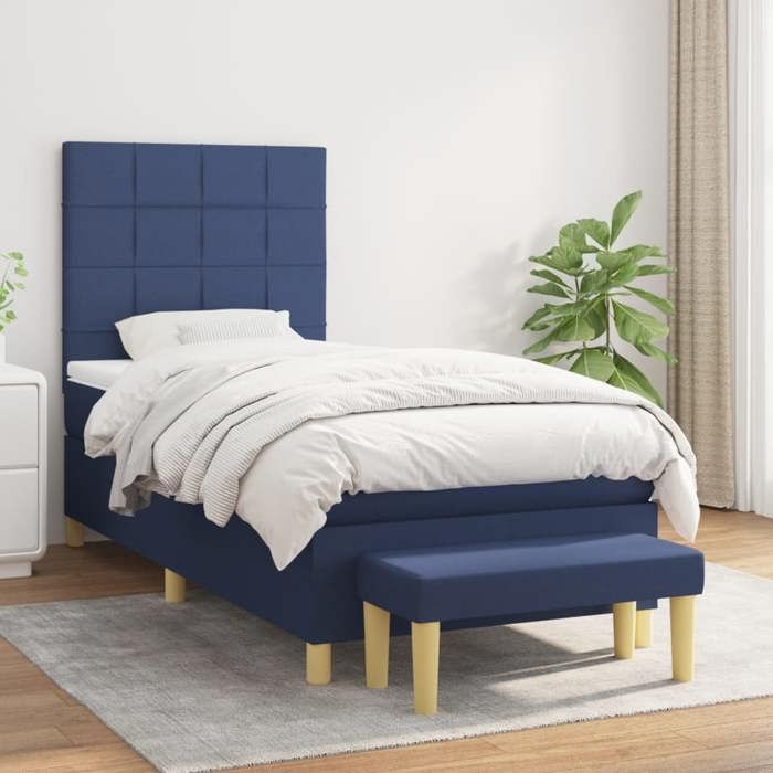 Maison Exclusive - Sommier à lattes de lit avec matelas Bleu 80x200 cm Tissu