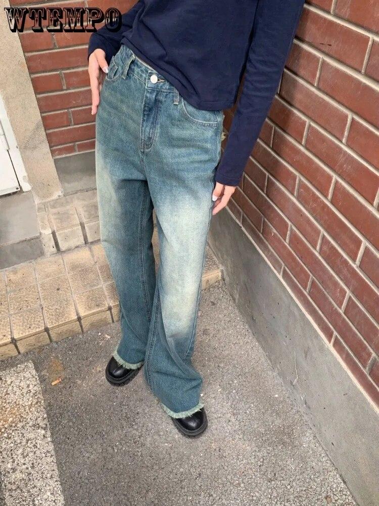 Американские новые прямые джинсы со звездами и контрастной нашивкой, женские тренды уличной моды Y2K, неоготические повседневные свободные широкие джинсы, уличная одежда