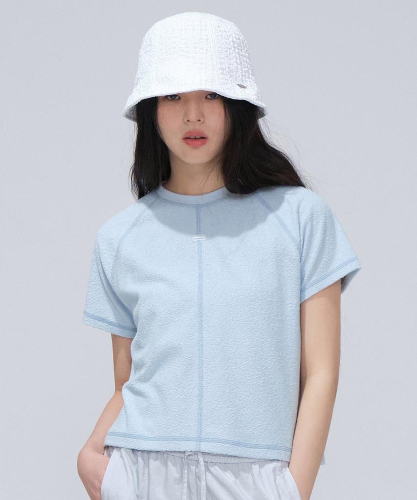 COVERNAT WOMAN Slit Terry T-Shirt Light Blue