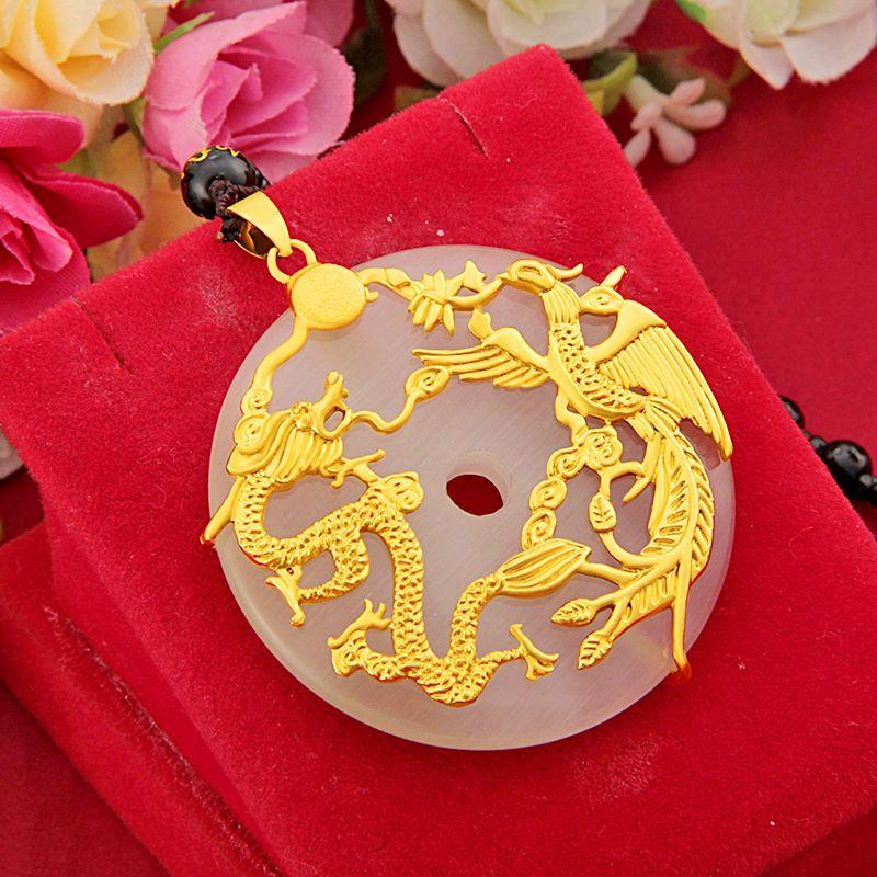 2 стиля золотой цвет новый дракон Феникс безопасная пряжка кулон для мужчин и женщин пара ожерелье «сделай сам»