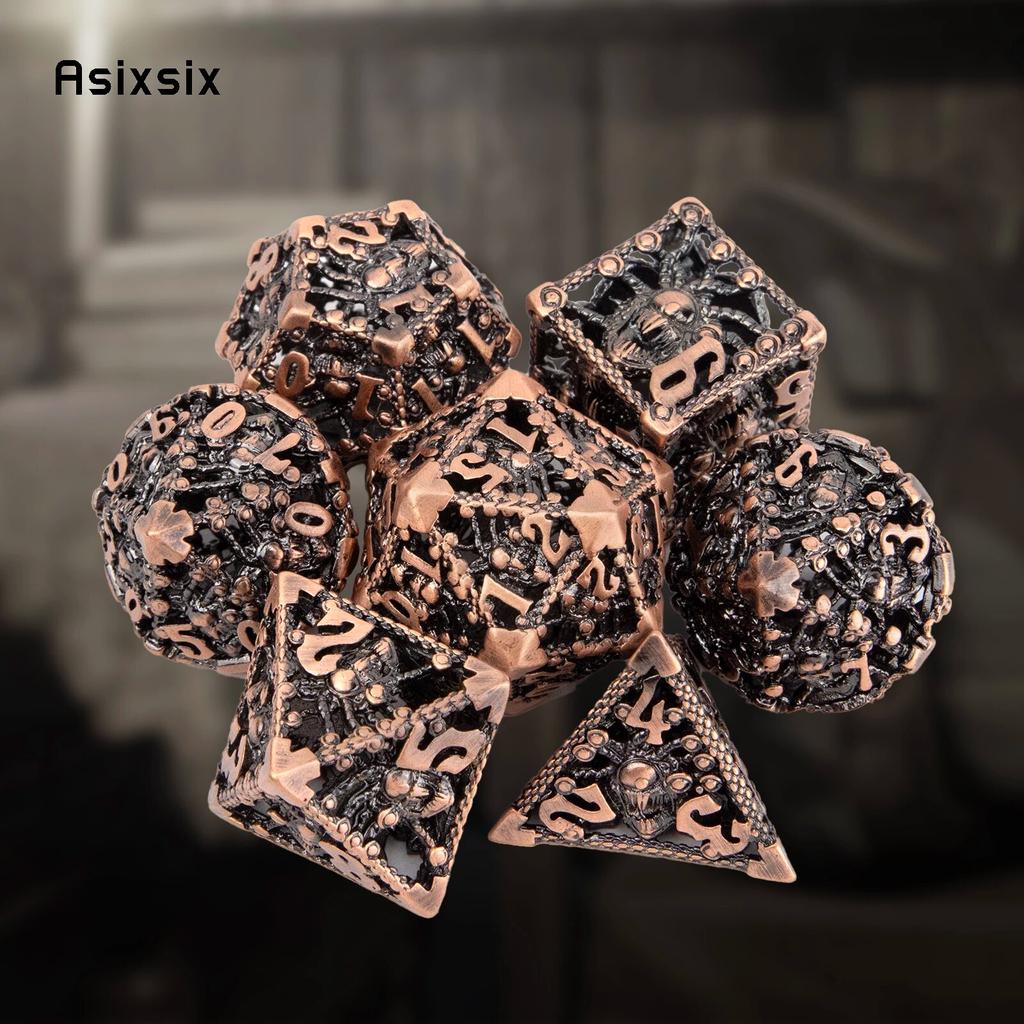 7 Pcs Copper Black Octopus Metal Dice Hollow Metal Polyhedral Dice Set Suitable for Role-Playing RPG  Board Game Card Game