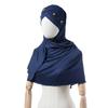 Headscarf Hat with Bright Bead Pleated Design Solid Color Shawl Design Head Wrap Breathable Fabric Turban Hat