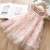 2025 Summer Kids' 3D Flower Mesh A-Line Princess Dress - Korean Style Fashion for Girls