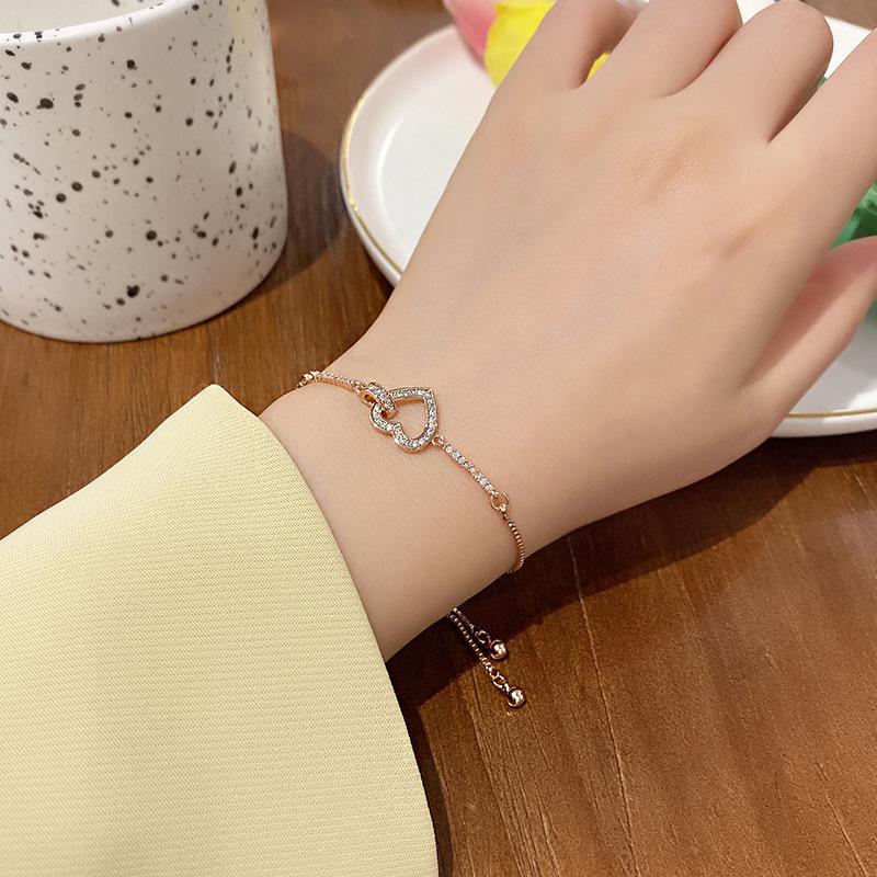 Элегантный, не тускнеющий браслет-сердце с микропаве для женщин - Высококлассные минималистичные украшения для рук, идеально подходящие для лучших подруг