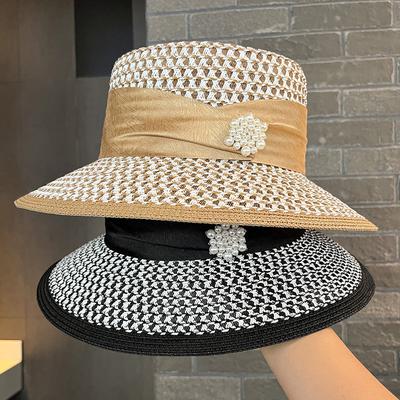 Шляпа с плоским верхом Pearl Webbing, женская, летняя, полая, дышащая, солнцезащитная шляпа с козырьком