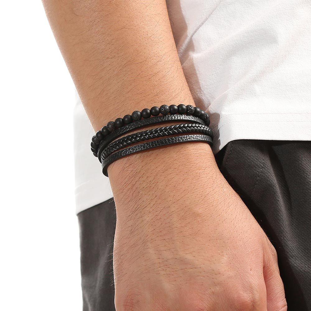 Elegant For Women Magnet Bohemia Leather Men Bracelets Beaded Wristband Korean Bangles