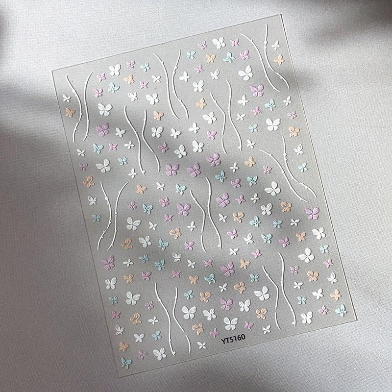 Наклейки для дизайна ногтей в виде бабочек, тисненые наклейки для ногтей, дизайн ногтей, самоклеящиеся материалы для ногтей для женщин, украшение для маникюра